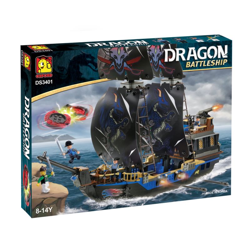 OXFORD DS3401 3401 non Lego THUYỀN RỒNG XANH bộ đồ chơi xếp lắp ráp ghép mô hình Pirates Of The Caribbean DRAGON BATTLESHIP BLUE Cướp Biển Vùng Caribe