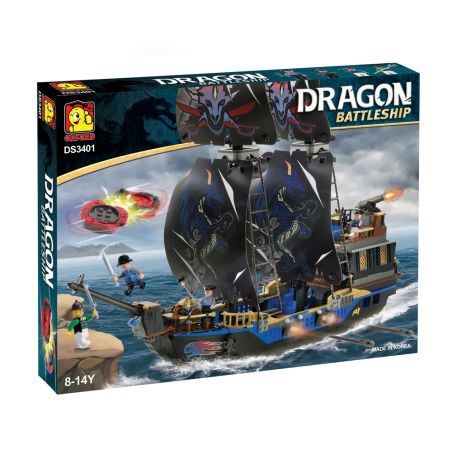 OXFORD DS3401 3401 non  THUYỀN RỒNG XANH bộ đồ chơi xếp lắp ráp ghép mô hình Pirates Of The Caribbean DRAGON BATTLESHIP BLUE Cướp Biển Vùng Caribe