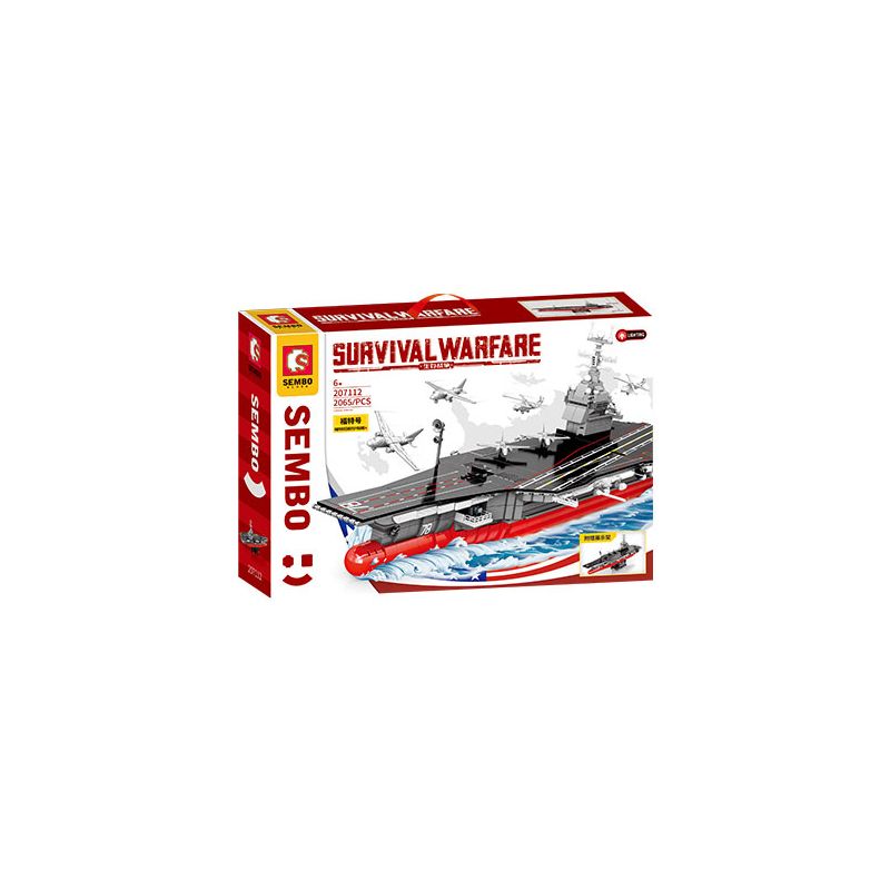SEMBO 207112 non  TÀU SÂN BAY FORD bộ đồ chơi xếp lắp ráp ghép mô hình Military Army SURVIVAL WARFARE Quân Sự Bộ Đội 2065 khối