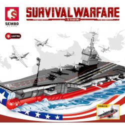 SEMBO 207112 non  TÀU SÂN BAY FORD bộ đồ chơi xếp lắp ráp ghép mô hình Military Army SURVIVAL WARFARE Quân Sự Bộ Đội 2065 khối