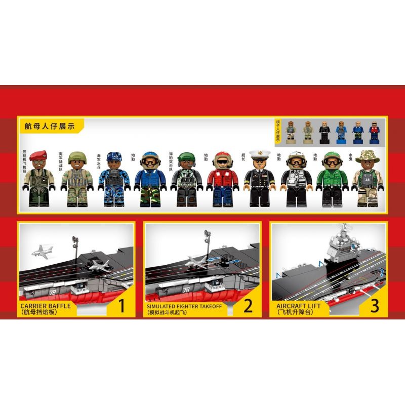 SEMBO 207112 non  TÀU SÂN BAY FORD bộ đồ chơi xếp lắp ráp ghép mô hình Military Army SURVIVAL WARFARE Quân Sự Bộ Đội 2065 khối