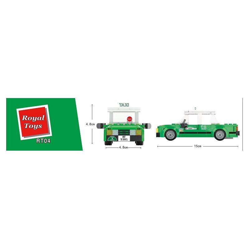 ROYAL TOYS RT04 non  TAXI VÙNG LÃNH THỔ MỚI HỒNG KÔNG bộ đồ chơi xếp lắp ráp ghép mô hình City CITY STORY HONG KONG GREEN TAXI Thành Phố 238 khối