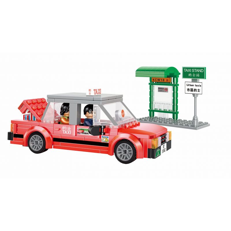 ROYAL TOYS RT03 non Lego TAXI ??? HỒNG KÔNG bộ đồ chơi xếp lắp ráp ghép mô hình City CITY STORY HONG KONG RED TAXI Thành Phố 238 khối