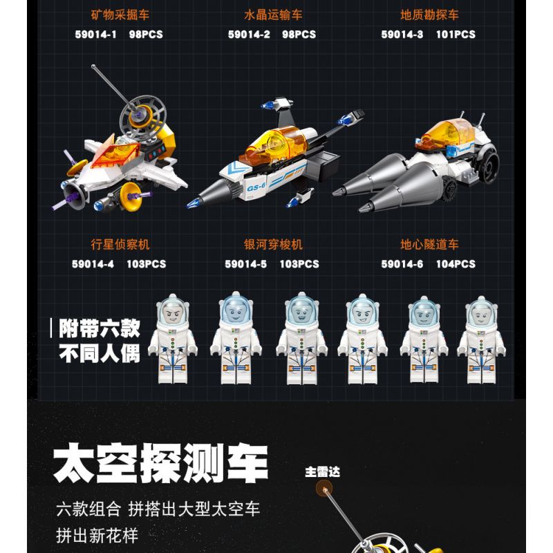 JIESTAR 59014 non  THIÊN HÀ TRONG MƠ XE THÁM HIỂM NGOÀI HÀNH TINH 6 1 bộ đồ chơi xếp lắp ráp ghép mô hình Space SPACE EXPLORATION VEHICLE Thám Hiểm Không Gian 607 khối