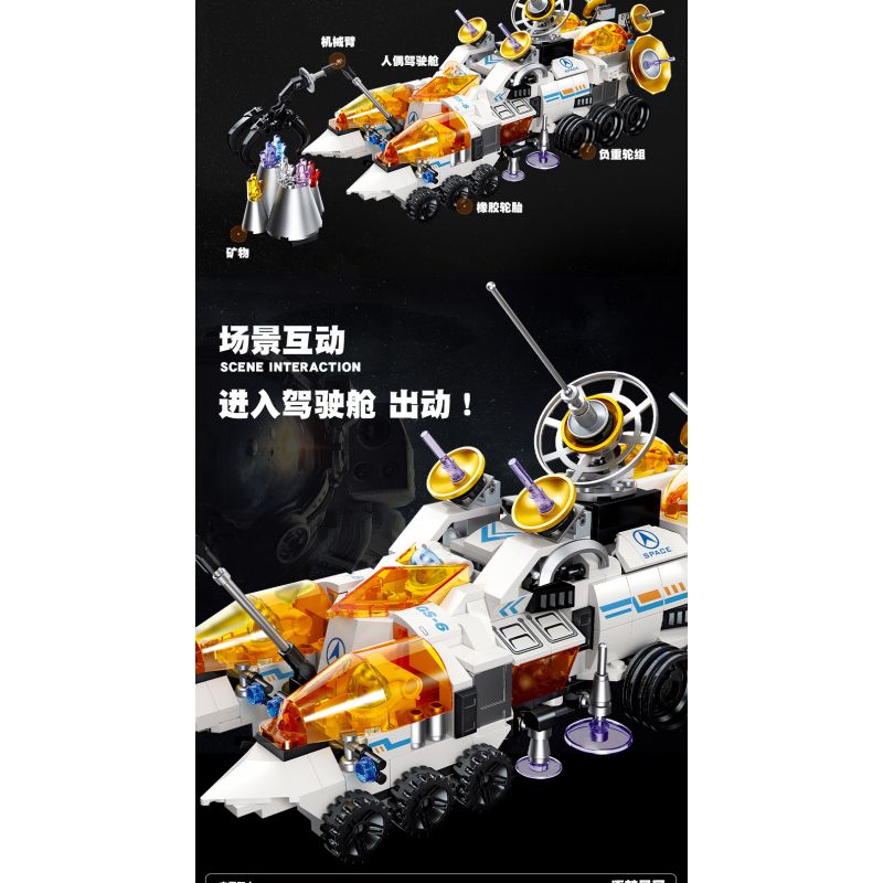 JIESTAR 59014 non  THIÊN HÀ TRONG MƠ XE THÁM HIỂM NGOÀI HÀNH TINH 6 1 bộ đồ chơi xếp lắp ráp ghép mô hình Space SPACE EXPLORATION VEHICLE Thám Hiểm Không Gian 607 khối