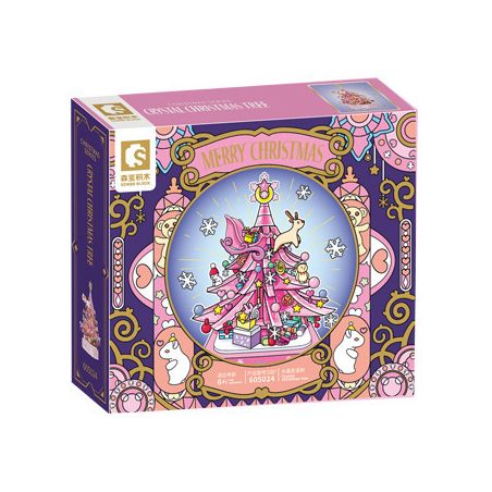 SEMBO 605024 non  CÂY GIÁNG SINH PHA LÊ bộ đồ chơi xếp lắp ráp ghép mô hình Christmas CRYSTAL CHRISTMAS TREE 675 khối