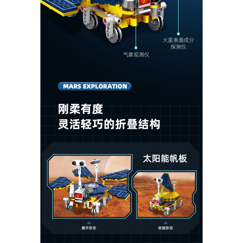 JIESTAR 59013 non  ĐUỔI THEO THIÊN HÀ TRONG MƠ XE THÁM HIỂM SAO HỎA bộ đồ chơi xếp lắp ráp ghép mô hình Space MARS EXPLORATION Thám Hiểm Không Gian 729 khối