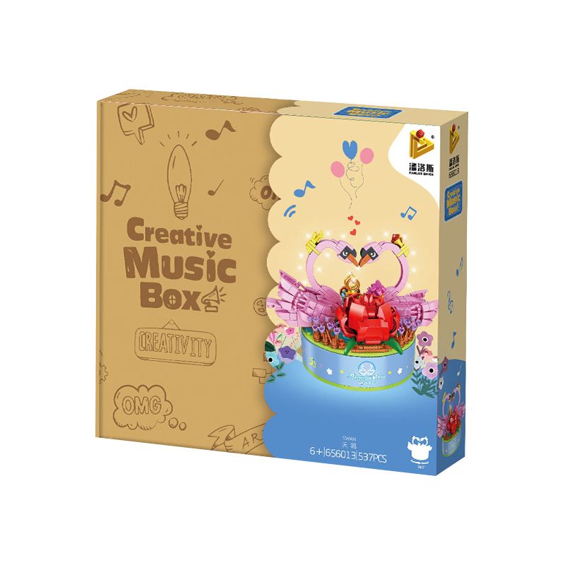 PanlosBrick 656013 Panlos Brick 656013 non  HỘP NHẠC CON THIÊN NGA bộ đồ chơi xếp lắp ráp ghép mô hình Creator CREATIVE MUSIC BOX Sáng Tạo 537 khối