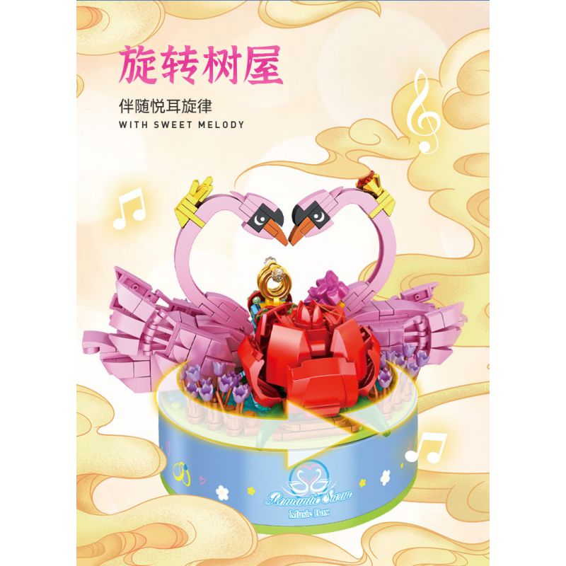 PanlosBrick 656013 Panlos Brick 656013 non  HỘP NHẠC CON THIÊN NGA bộ đồ chơi xếp lắp ráp ghép mô hình Creator CREATIVE MUSIC BOX Sáng Tạo 537 khối