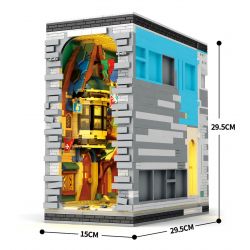 REOBRIX 66026 non  GIAN HÀNG SÁCH NHÌN RA PHỐ THỜI TRUNG CỔ bộ đồ chơi xếp lắp ráp ghép mô hình EUROPEAN CENTURY BOOK OF MARKET 2922 khối