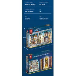 REOBRIX 66026 non  GIAN HÀNG SÁCH NHÌN RA PHỐ THỜI TRUNG CỔ bộ đồ chơi xếp lắp ráp ghép mô hình EUROPEAN CENTURY BOOK OF MARKET 2922 khối