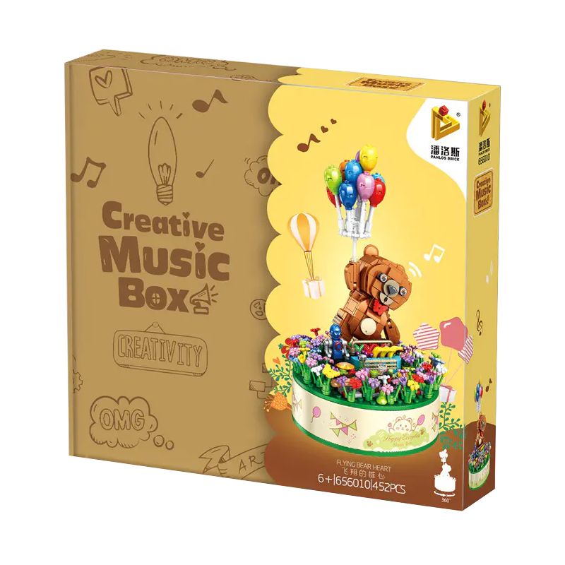 PanlosBrick 656010 Panlos Brick 656010 non  HỘP NHẠC TRÁI TIM GẤU BAY bộ đồ chơi xếp lắp ráp ghép mô hình Creator CREATIVE MUSIC BOX Sáng Tạo 569 khối