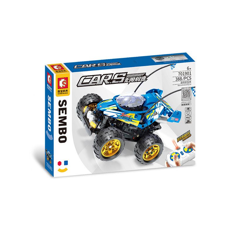 SEMBO 701901 non  BLUE CYCLONE Q CÔNG NGHỆ XE HƠI ĐIỀU KHIỂN TỪ XA STUNTS bộ đồ chơi xếp lắp ráp ghép mô hình  CARS BLUE WHIRLWIND Q Kỹ Thuật Công Nghệ Cao Mô Hình Phương Tiện 388 khối