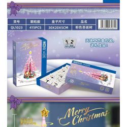 ZHEGAO QL1023 1023 non  CÂY GIÁNG SINH MÀU HỒNG bộ đồ chơi xếp lắp ráp ghép mô hình Christmas 415 khối