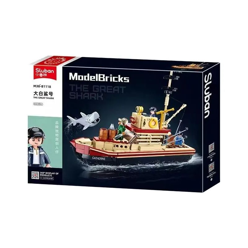 SLUBAN M38-B1118 B1118 1118 M38B1118 38-B1118 non  CÁ MẬP TRẮNG LỚN tỷ lệ 1:350 bộ đồ chơi xếp lắp ráp ghép mô hình City THE GREAT SHARK Thành Phố 592 khối