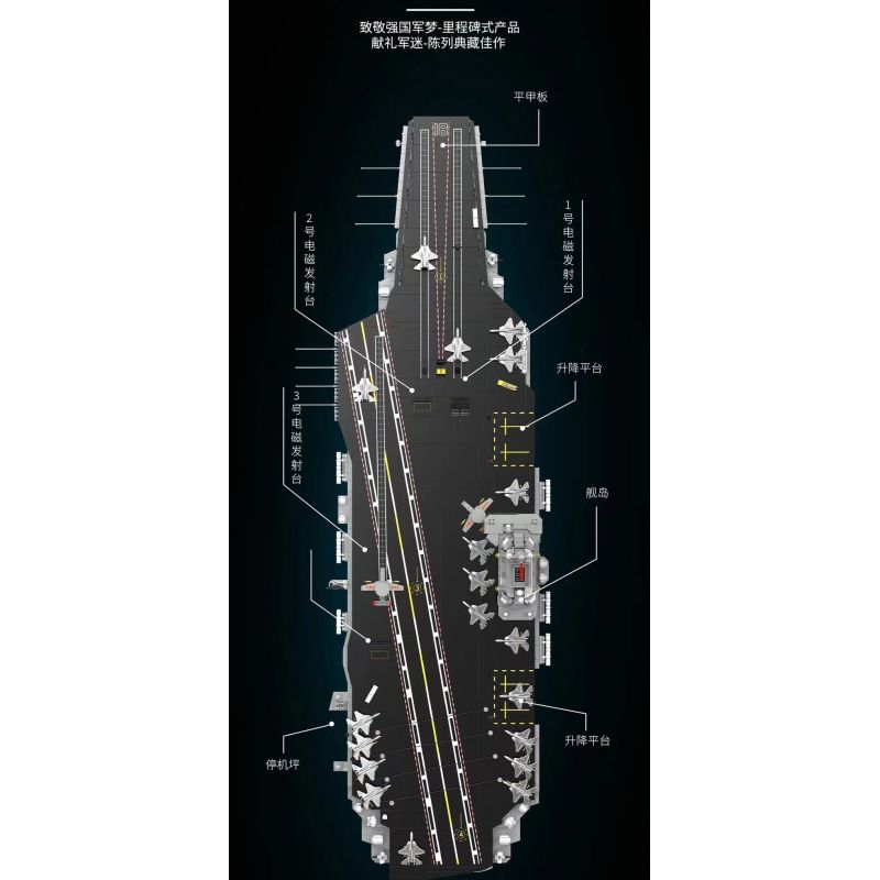 GULY 20313 non  TÀU SÂN BAY LOẠI 003 tỷ lệ 1:250 bộ đồ chơi xếp lắp ráp ghép mô hình Military Army AIRCRAFT CARRIER Quân Sự Bộ Đội 7018 khối