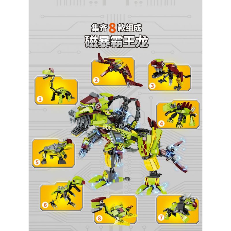 FORANGE FC3811 3811 non  BẠO LỰC TỪ TÍNH KẾT HỢP WANGLONG 8 RỒNG CỔ DÀI CÁNH TYRANT TYRANNOSAURUS JIANLONG CỘT SỐNG ĐÔI TAM GIÁC RẮN bộ đồ chơi xếp lắp ráp ghép mô hình Creator DIVERSE COMBINATIONS Sáng Tạo 773 khối
