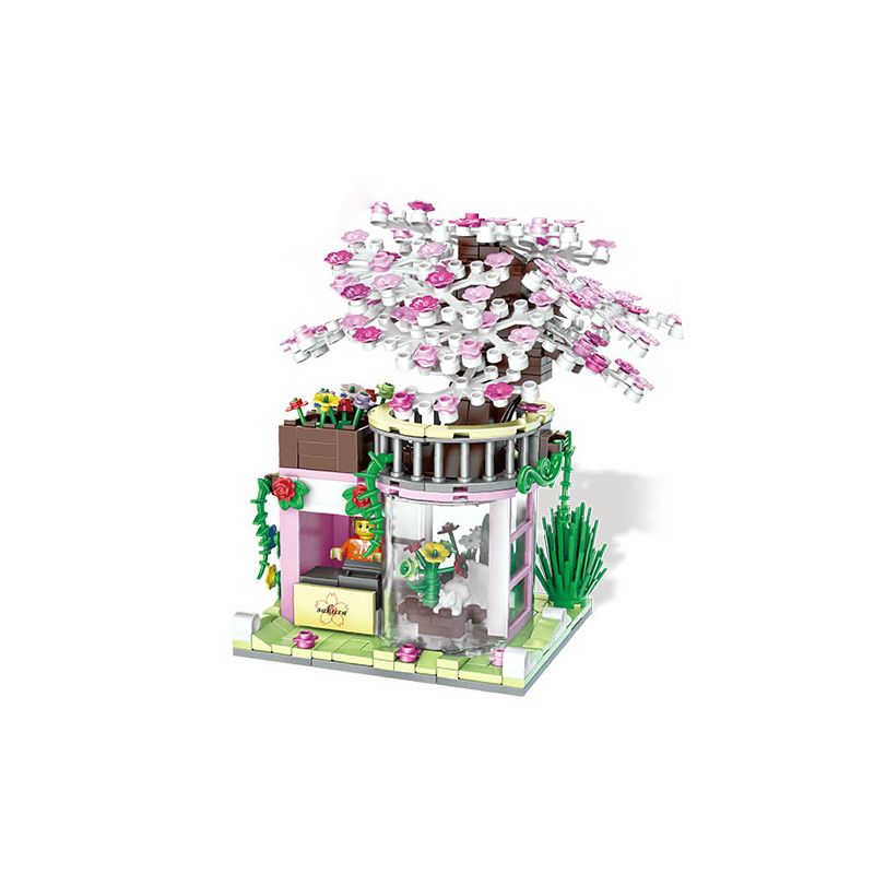 ZHEGAO 00301 non Lego ĐƯỜNG PHỐ HOA ANH ĐÀO bộ đồ chơi xếp lắp ráp ghép mô hình CHERRY BLOSSOMS 386 khối