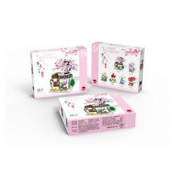 ZHEGAO 00301 non  ĐƯỜNG PHỐ HOA ANH ĐÀO bộ đồ chơi xếp lắp ráp ghép mô hình CHERRY BLOSSOMS 386 khối