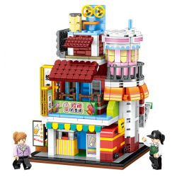 ZHEGAO 00928 00929 00930 00931 non  KHUNG CẢNH ĐƯỜNG PHỐ ĐẦY MÀU SẮC CỬA HÀNG TIỆN LỢI NHÀ RAMEN PHÒNG TRÒ CHƠI QUÁN TRÀ SỮA bộ đồ chơi xếp lắp ráp ghép mô hình Creator COLORFUL STREET VIEW Sáng Tạo 2798 khối