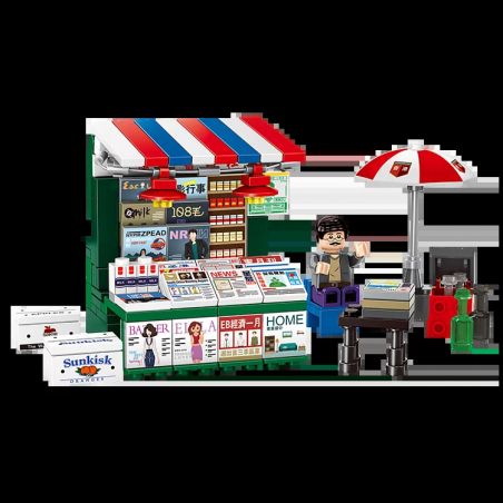 ROYAL TOYS RT10 non  TẬP BÁO bộ đồ chơi xếp lắp ráp ghép mô hình City CITY STORY:NEWS STALL Thành Phố 156 khối