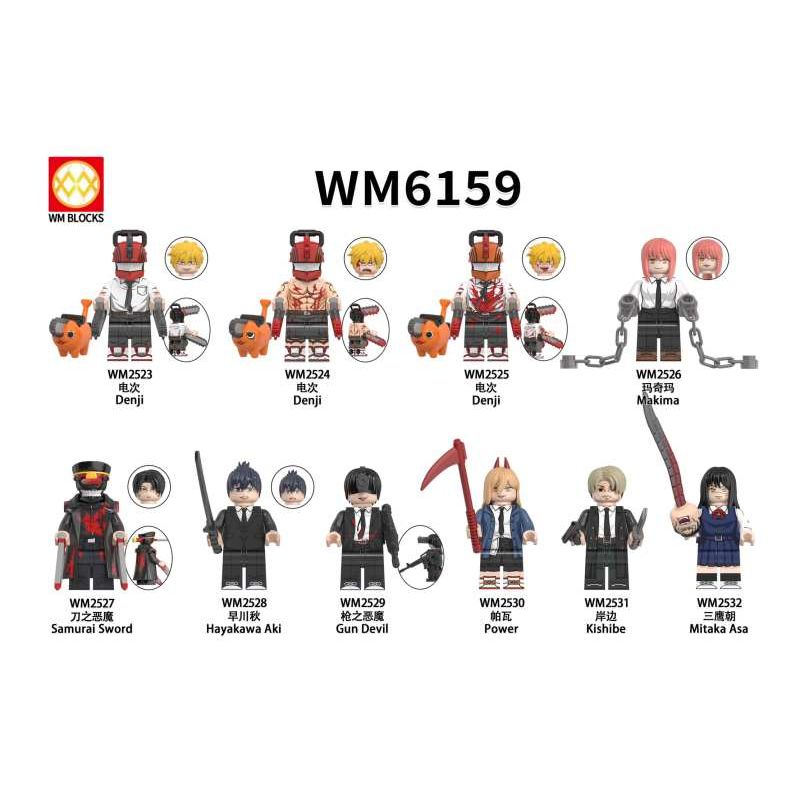 WM 6159 2523 2524 2525 2526 2527 2528 2529 2530 2531 2532 non Lego NGƯỜI ĐÀN ÔNG CƯA MÁY 10 NHÂN VẬT NHỎ bộ đồ chơi xếp lắp ráp ghép mô hình Collectable Minifigures CHAINSAW MAN Búp Bê Sưu Tầm