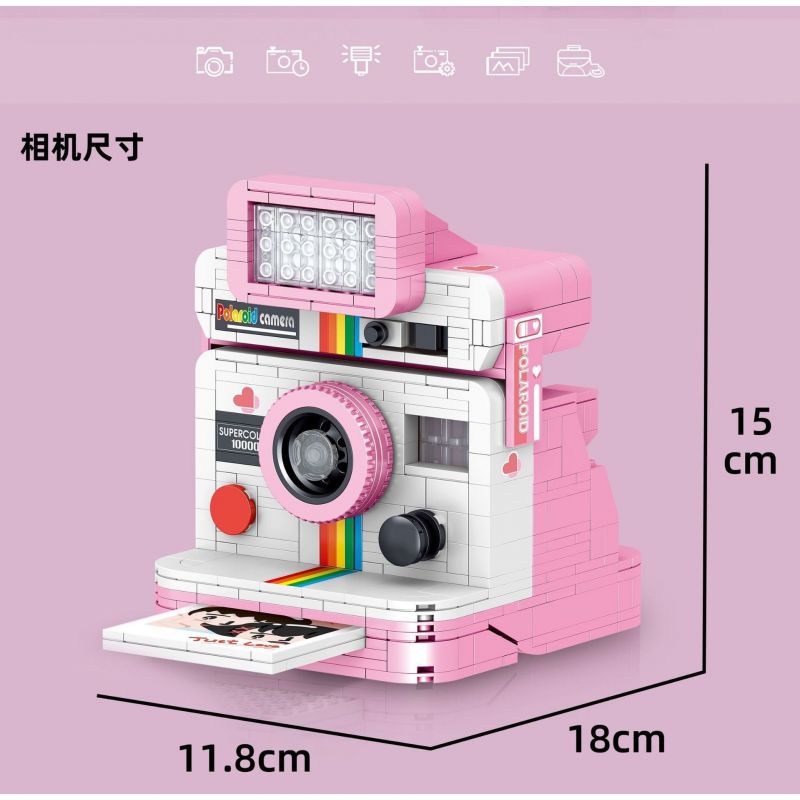ZHEGAO 00909 non  ẢNH CHỤP MÀN HÌNH POLAROID bộ đồ chơi xếp lắp ráp ghép mô hình Creator Expert POLAROID 1-TYPE ONESTEP2 Chuyên Gia Sáng Tạo 628 khối