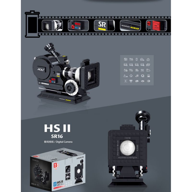 ZHEGAO 00906 non  MÁY ẢNH ARRI CỔ ĐIỂN bộ đồ chơi xếp lắp ráp ghép mô hình Creator Expert AOLIFLEX HS II SR16 DIGITAL CAMERA Chuyên Gia Sáng Tạo 608 khối
