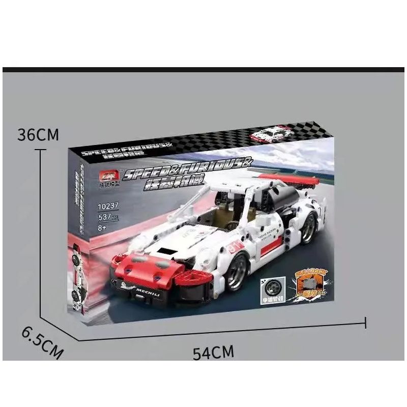 PROGRESS MODEL 10237 non  XE BUÝT KÉO TRỞ LẠI PORSCHE 911 bộ đồ chơi xếp lắp ráp ghép mô hình SPEED & FURIOUS 537 khối