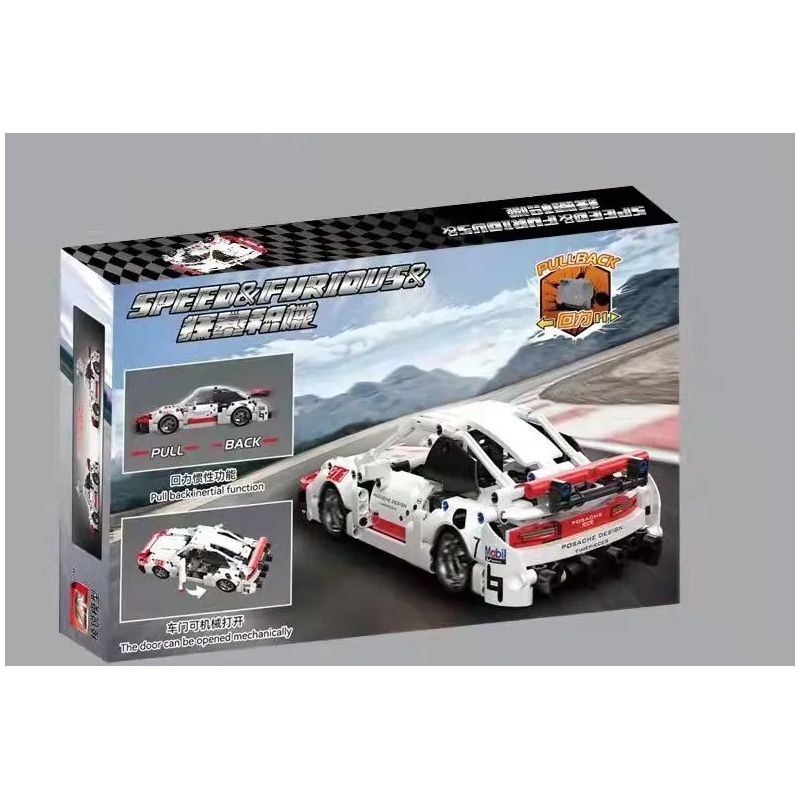 PROGRESS MODEL 10237 non  XE BUÝT KÉO TRỞ LẠI PORSCHE 911 bộ đồ chơi xếp lắp ráp ghép mô hình SPEED & FURIOUS 537 khối
