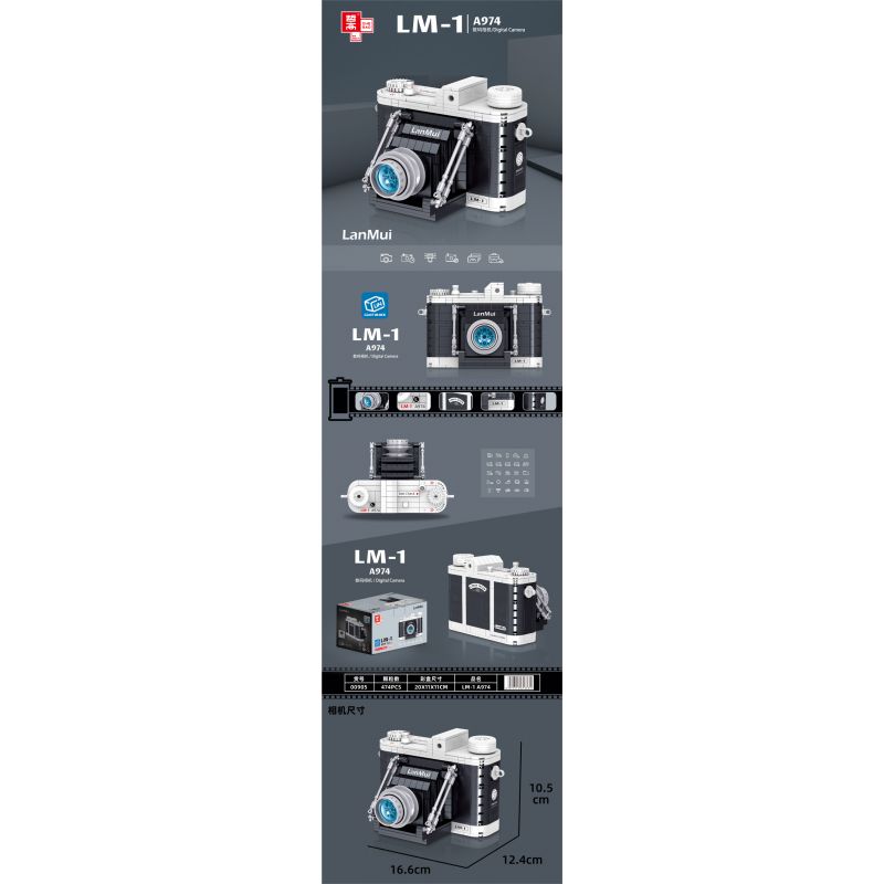 ZHEGAO 00905 non  MÁY ẢNH KỸ THUẬT SỐ bộ đồ chơi xếp lắp ráp ghép mô hình Creator Expert LANMUI LM-1 A974 DIGITAL CAMERA Chuyên Gia Sáng Tạo 474 khối