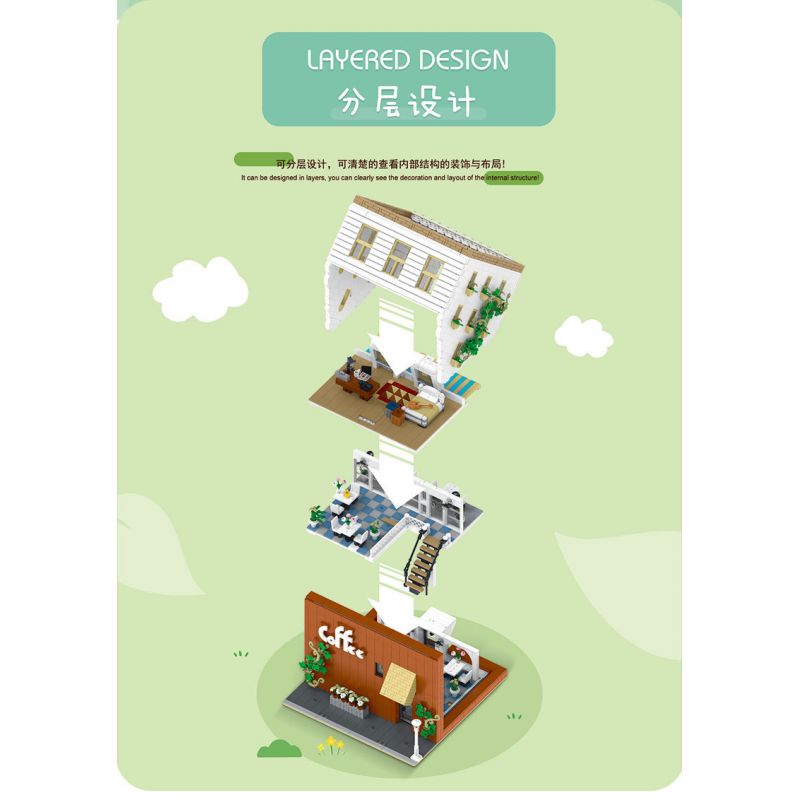 MorkModel 10209 Mork Model 10209 non  QUÁN CÀ PHÊ LỘN NGƯỢC bộ đồ chơi xếp lắp ráp ghép mô hình Modular Buildings UPSIDE DOWN CAFE Mô Hình Nhà Cửa 3118 khối