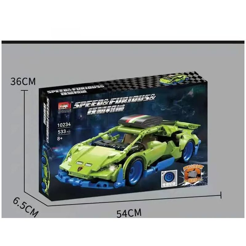 PROGRESS MODEL 10234 non  LAMBORGHINI TRỞ LẠI XE bộ đồ chơi xếp lắp ráp ghép mô hình SPEED & FURIOUS 533 khối