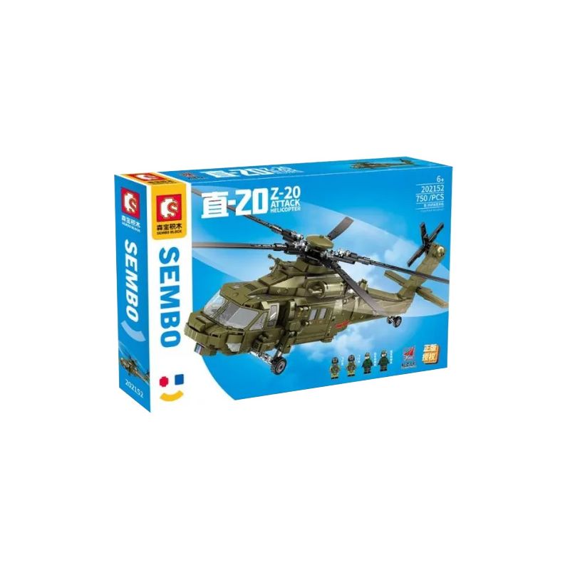 SEMBO 202152 non Lego TRỰC THĂNG -20 MÁY BAY VŨ TRANG bộ đồ chơi xếp lắp ráp ghép mô hình Military Army Z-20 ATTACK HELICOPTER Quân Sự Bộ Đội 750 khối