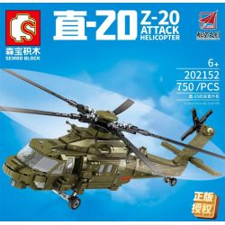 SEMBO 202152 non  TRỰC THĂNG -20 MÁY BAY VŨ TRANG bộ đồ chơi xếp lắp ráp ghép mô hình Military Army Z-20 ATTACK HELICOPTER Quân Sự Bộ Đội 750 khối