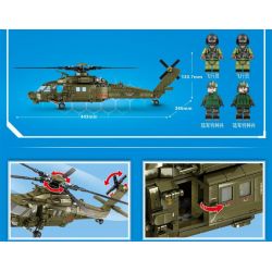 SEMBO 202152 non  TRỰC THĂNG -20 MÁY BAY VŨ TRANG bộ đồ chơi xếp lắp ráp ghép mô hình Military Army Z-20 ATTACK HELICOPTER Quân Sự Bộ Đội 750 khối