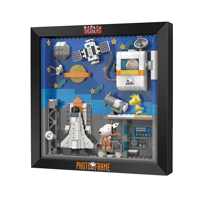 LINOOS LN8051 8051 non Lego DU HÀNH VŨ TRỤ bộ đồ chơi xếp lắp ráp ghép mô hình Snoopy SNOOPY PHOTO FRAME Chú Chó 427 khối