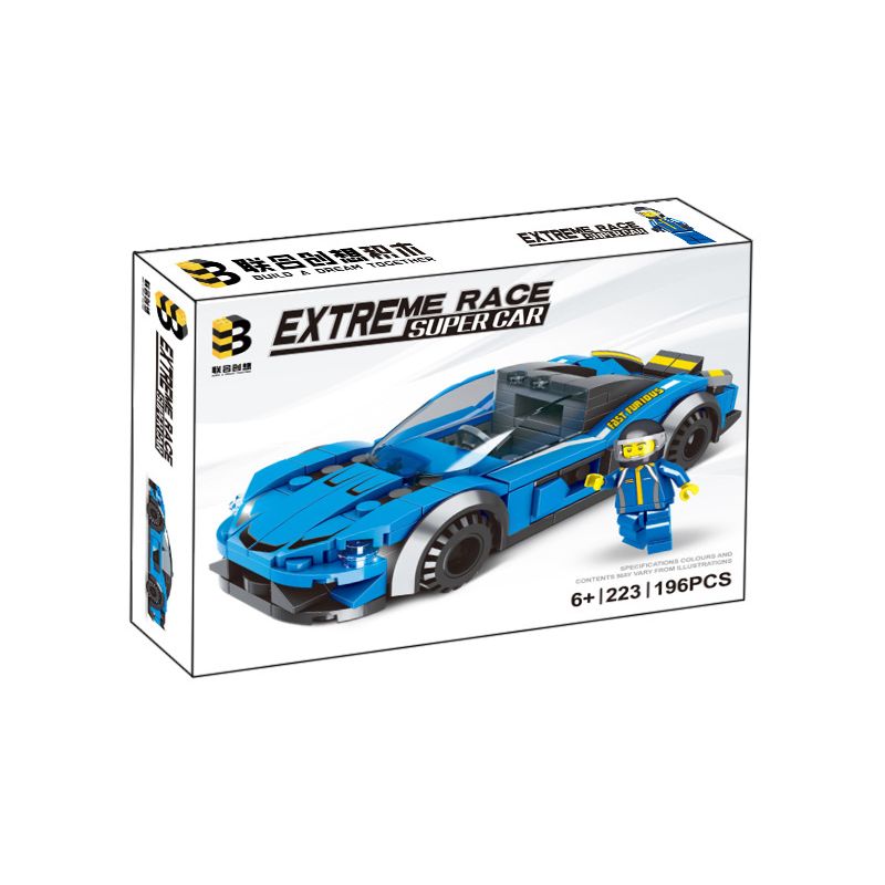 B BRAND 223 non  XE THỂ THAO MÀU XANH bộ đồ chơi xếp lắp ráp ghép mô hình Speed Champions Racing Cars Đua Xe Công Thức 196 khối