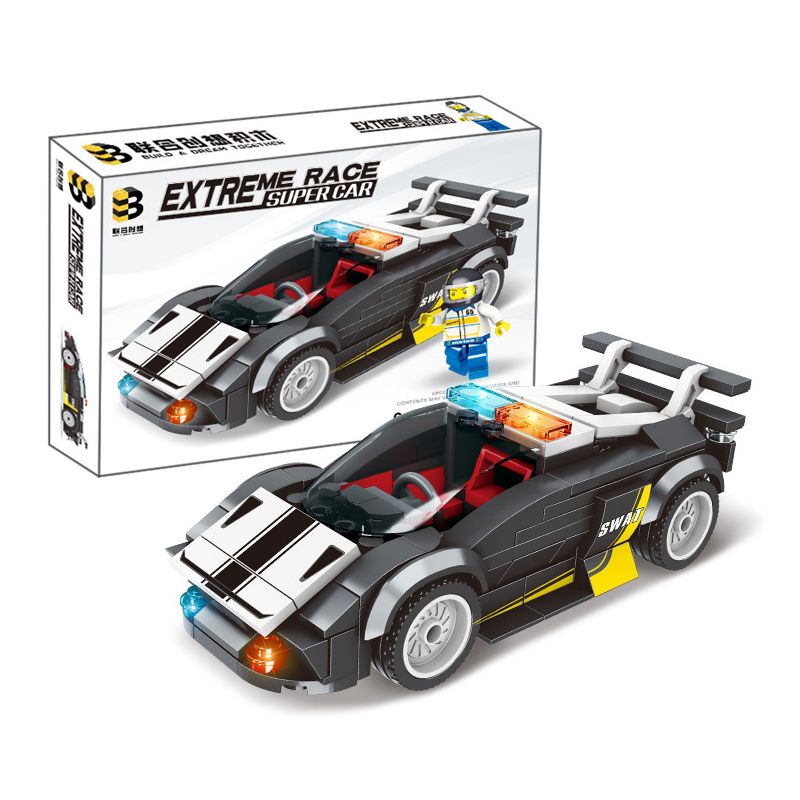 B BRAND 219 non Lego SIÊU XE CẢNH SÁT bộ đồ chơi xếp lắp ráp ghép mô hình Speed Champions Racing Cars Đua Xe Công Thức 206 khối