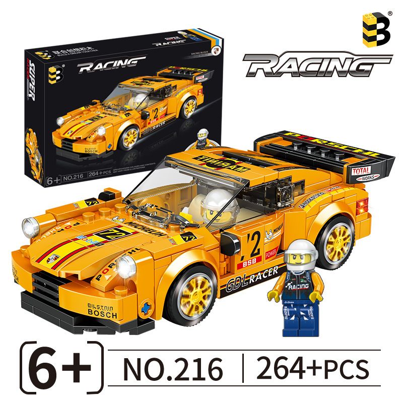 B BRAND 216 non  PORSCHE 911 bộ đồ chơi xếp lắp ráp ghép mô hình Speed Champions Racing Cars Đua Xe Công Thức 264 khối