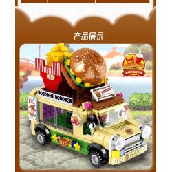 818 98284 ZHEGAO 00891 non  XE BÁNH MÌ KẸP THỊT bộ đồ chơi xếp lắp ráp ghép mô hình FOOD SNACKS HAMBURG CAR 638 khối