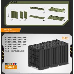 TBS TOYS J775 non  CONTAINER QUÂN SỰ ĐA CHỨC NĂNG bộ đồ chơi xếp lắp ráp ghép mô hình Military Army MILITARY CONTAINER Quân Sự Bộ Đội 10 khối