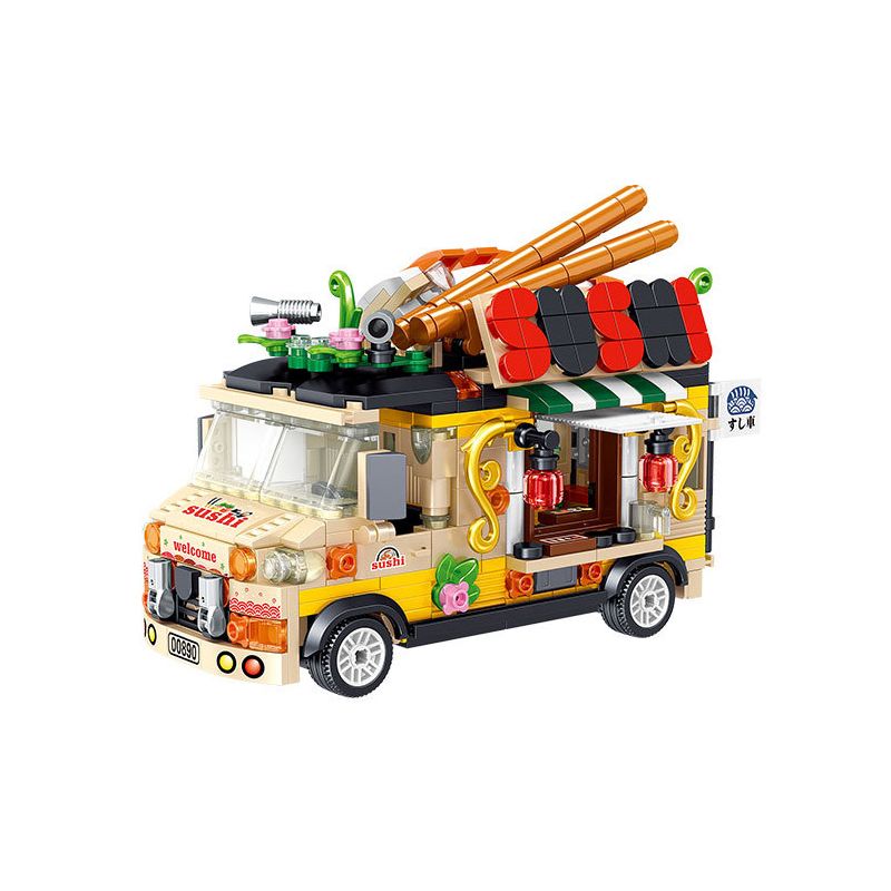 ZHEGAO 00890 non Lego XE SUSHI bộ đồ chơi xếp lắp ráp ghép mô hình FOOD SNACKS SUSHI CART 606 khối