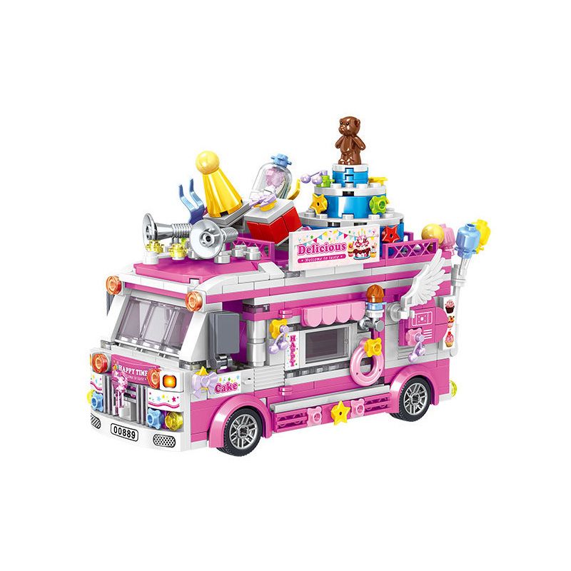 ZHEGAO 00889 non Lego XE BÁNH bộ đồ chơi xếp lắp ráp ghép mô hình FOOD SNACKS CAKE CAR 608 khối