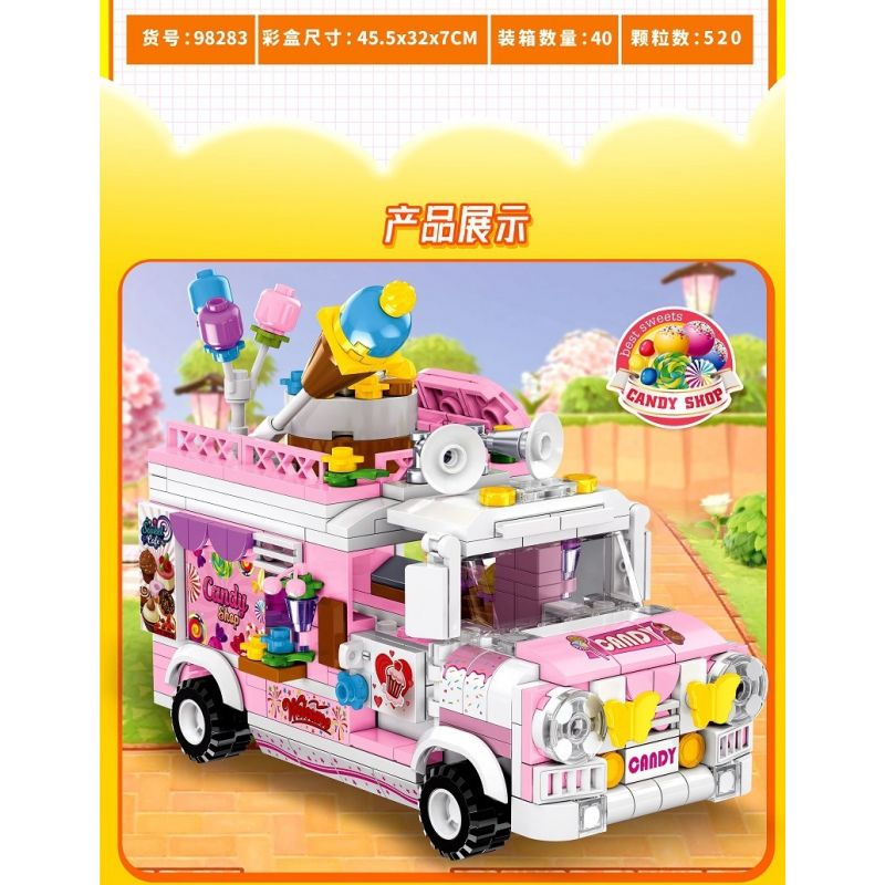 818 98283 ZHEGAO 00887 non  XE TRÁNG MIỆNG bộ đồ chơi xếp lắp ráp ghép mô hình FOOD SNACKS DESSERT TROLLEY 590 khối