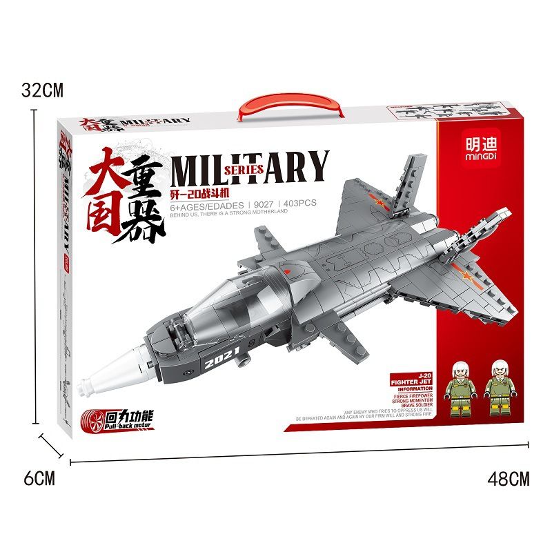 MINGDI 9027 non Lego -20 MÁY BAY CHIẾN ĐẤU bộ đồ chơi xếp lắp ráp ghép mô hình Military Army MILITARY J-20 FIGHTER JET Quân Sự Bộ Đội 403 khối