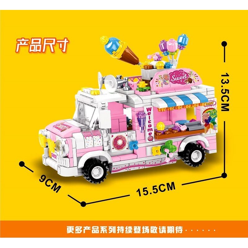 818 98283 ZHEGAO 00887 non  XE TRÁNG MIỆNG bộ đồ chơi xếp lắp ráp ghép mô hình FOOD SNACKS DESSERT TROLLEY 590 khối