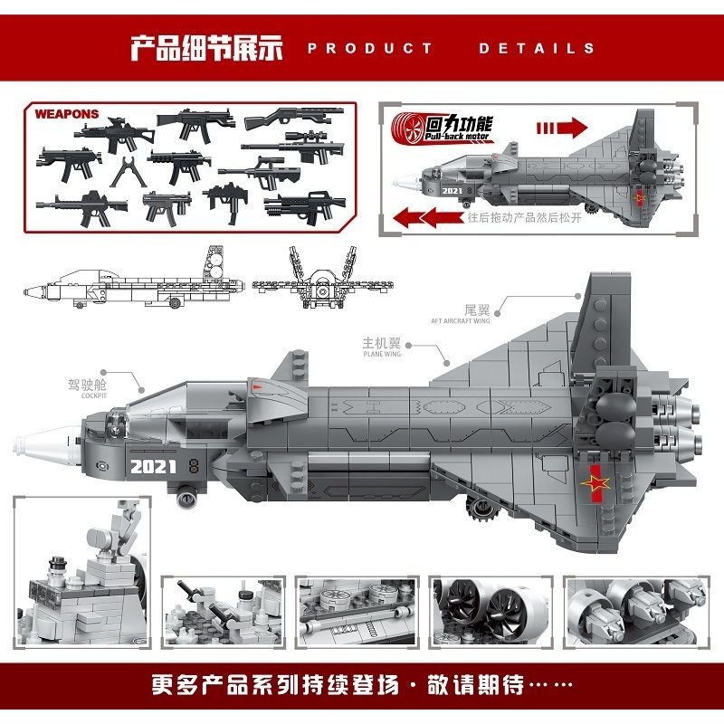 MINGDI 9027 non  -20 MÁY BAY CHIẾN ĐẤU bộ đồ chơi xếp lắp ráp ghép mô hình Military Army MILITARY J-20 FIGHTER JET Quân Sự Bộ Đội 403 khối