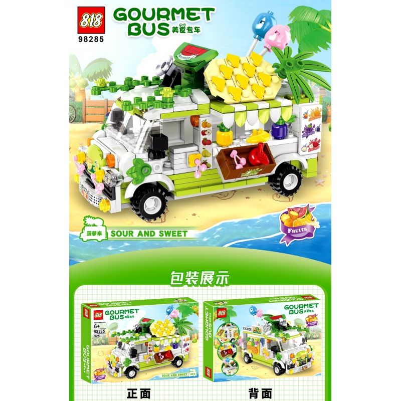 818 98285 ZHEGAO 00886 non  QUẦY BÁN HOA QUẢ bộ đồ chơi xếp lắp ráp ghép mô hình FOOD SNACKS FRUIT CART 604 khối