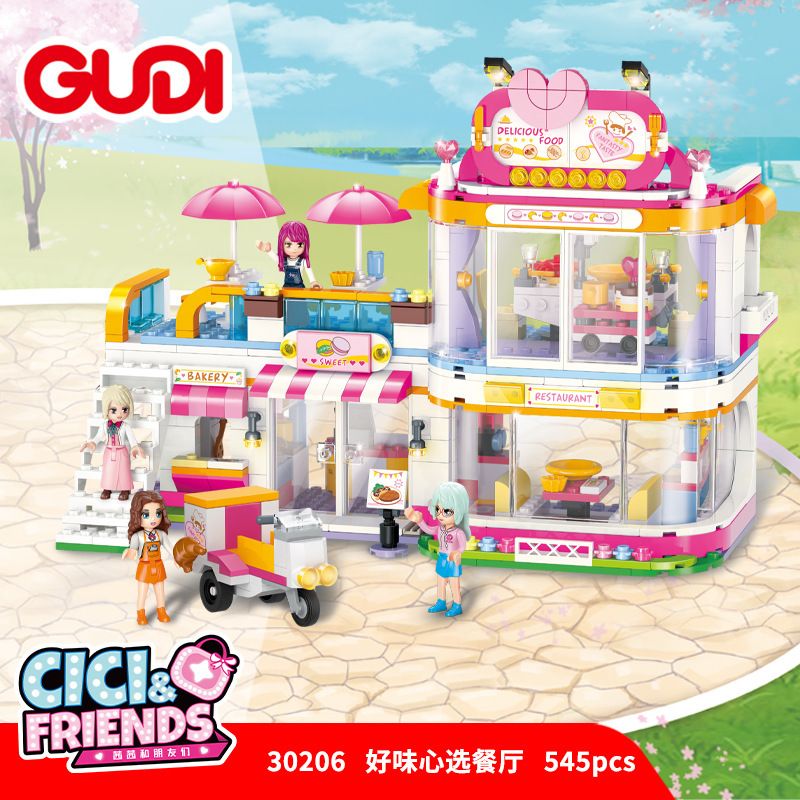 GUDI 30206 non Lego NHÀ HÀNG TỰ CHỌN NGON bộ đồ chơi xếp lắp ráp ghép mô hình CICI & FRIENDS 545 khối